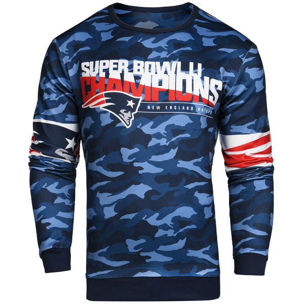 New England Patriots Super Bowl LI Champions Camo Sweater - Navy
